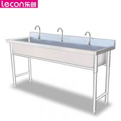 乐创（lecon） LC-J-LPC1563商用联排水池 不锈钢单槽 1500*600*800mm 带3个单冷水龙头