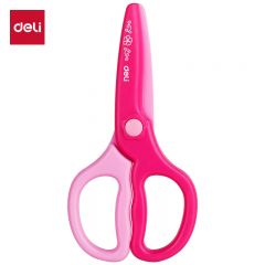 得力（deli） 6067儿童安全手工剪刀/学生塑料裁纸刀 小学生幼儿剪子 粉色