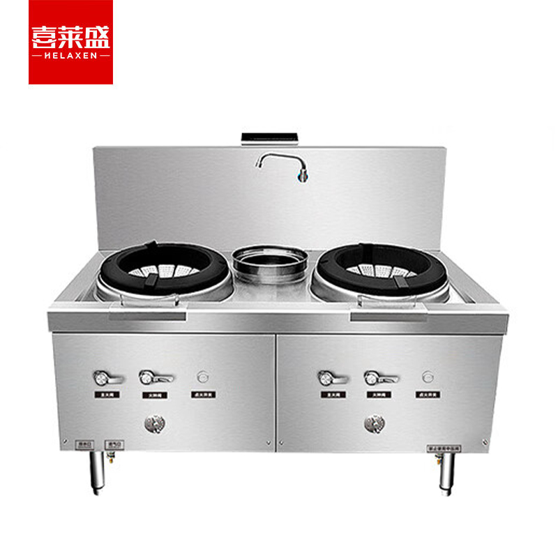 喜莱盛（XLS） SZCT28-18CSG商用燃气灶台天然气猛火灶食堂加厚304不锈钢1.0mm带熄火保护双头单尾工程款