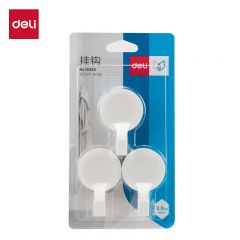 得力（deli）19360 白色挂钩3只/卡 圆形 承重约3kg 居家生活挂钩
