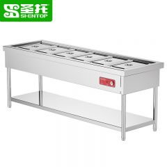 圣托（Shentop） STTA-FA21保温售饭台六格商用不锈钢立式食堂快餐加热分餐台电热饭菜保温汤池304份数盘