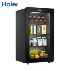 海尔（Haier） LC-92LHESD1 冰柜小型冰箱冷藏保鲜柜客厅办公室水果茶叶酒水透明玻璃门冰箱立式冷柜