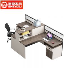 圣黎 办公桌组合职员桌员工电脑桌屏风工位卡座 T型两人位【含柜椅】