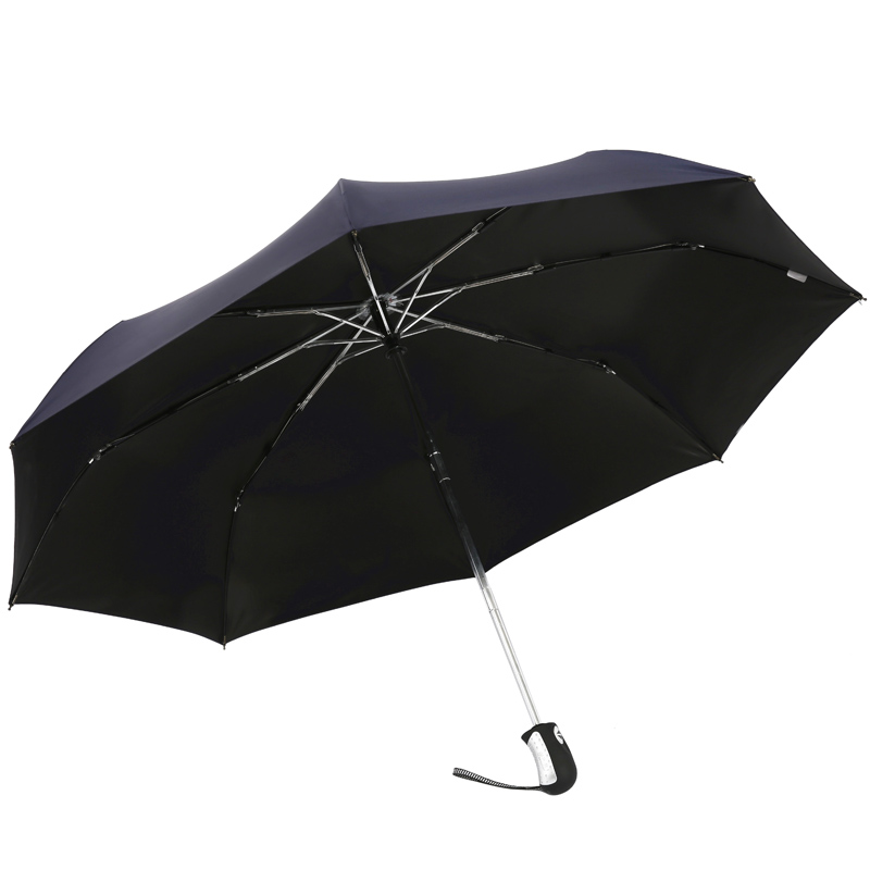 天堂伞   自开自收黑胶58cm*8骨三折晴雨伞   3331E升级款藏青色