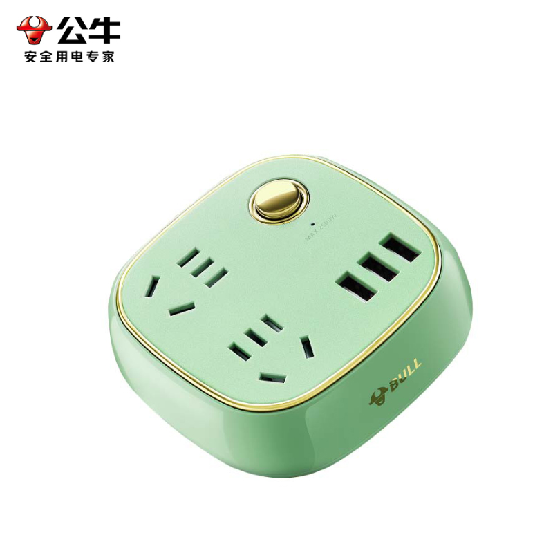 公牛 GN-R602U 1.5m 吸塑装插座 绿色 （个）