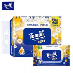 得宝（TEMPO） 洋甘菊湿厕纸 40片*5包 植萃精华 可冲散 湿纸巾 湿巾