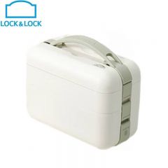乐扣乐扣（LOCK&LOCK） 电热饭盒 蒸煮保温加热双层316不锈钢内胆上班族便携午餐便当盒 EJR251WHT白色 1.4L