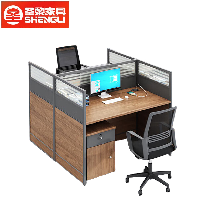 圣黎 办公桌椅屏风隔断工作位员工电脑桌职员桌 工型两人位含柜椅