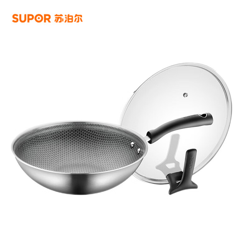 苏泊尔（SUPOR） CC30JA9炒锅不锈钢电磁炉燃气通用晶钻蜂巢炒菜锅家用