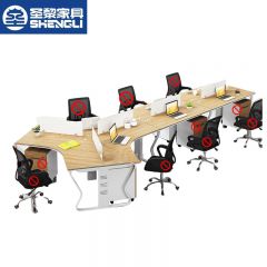 圣黎 职员办公桌异形员工位组合办公室卡座财务电脑桌 七人位