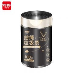利得  抽绳垃圾袋中号免撕印花系列之黑金100只45*50cm