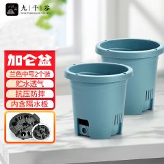 九千谷 1563元气加仑花盆阳台绿植盆栽花卉控根加厚花盆兰色中号2个装