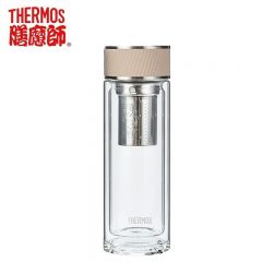 膳魔师（THERMOS） 双层玻璃杯商务办公高档水杯男士泡茶杯车载水杯茶水分离TCGA-400-D-BE米色