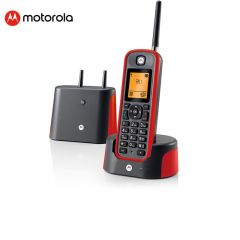 摩托罗拉（MOTOROLA） O201C远距离数字无绳电话机子母机单机 无线座机 中英文 可扩展 防尘防水 户外可用 红色
