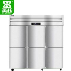 圣托（Shentop）立式冷柜/高身雪柜 六门双温酒店饭店冰箱商用 不锈钢全冷冻保鲜展示柜 DHD02