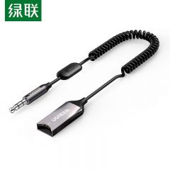 绿联（UGREEN） AUX车载蓝牙接收器 汽车用高音质音频音响转usb接口 CM309 深空灰