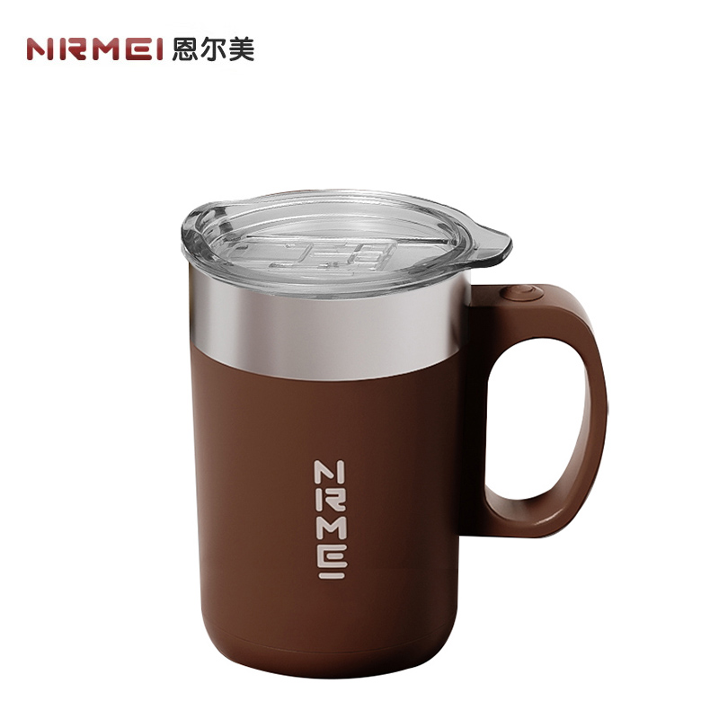 恩尔美（nRMEi） KFJBB-500-003自动搅拌杯咖啡杯电动新款全自动可充电便携懒人磁力旋转随行水杯咖色500ml316不锈钢+直饮款