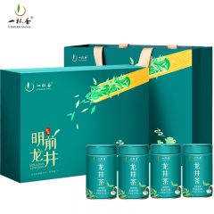 一杯香 新茶罐装送礼盒高档送长辈礼品 62.5g*4罐 明前头芽龙井茶礼盒装250g