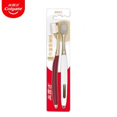 高露洁（Colgate）48孔宽头护龈超细软毛牙刷2支宽柔绵绵丝成人牙刷