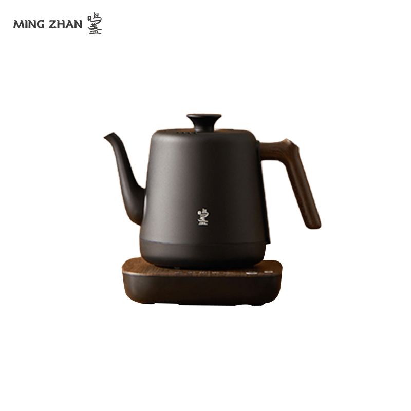 鸣盏 MZ152A烧水壶泡茶电热水壶功夫茶壶电茶炉茶艺师专用电茶壶智能恒温茶具磨砂工艺多段控温 黑色 0.8L