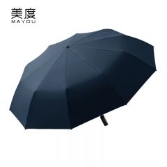 美度（MAYDU） M3399三折手动伞加大加固双人伞铝合金抗风伞加大雨伞藏青色10骨