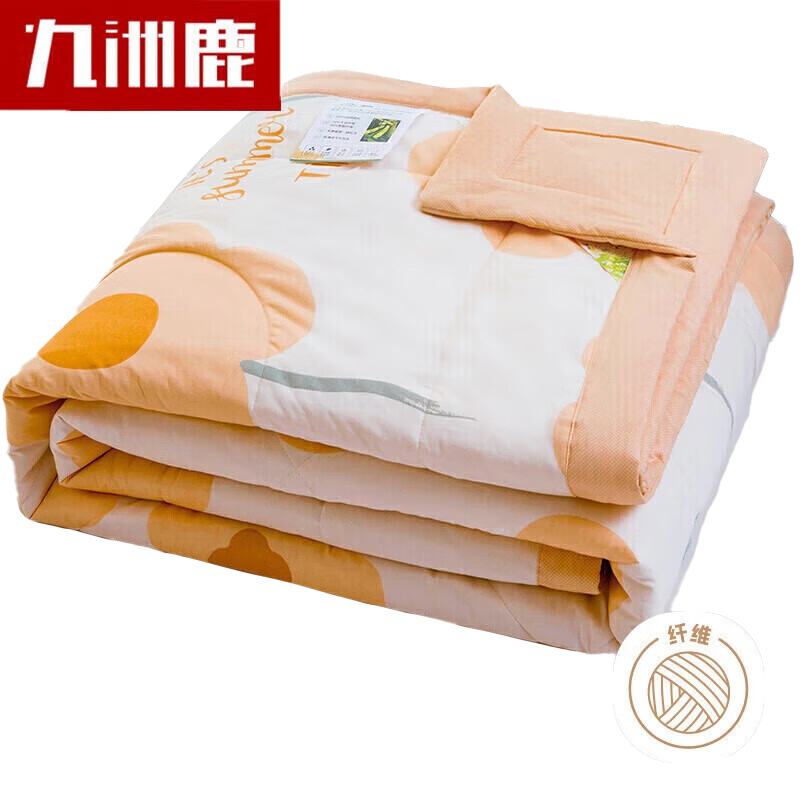 九洲鹿 可机洗全棉纤维夏被夏凉空调被子被芯150*200cm橘色花朵