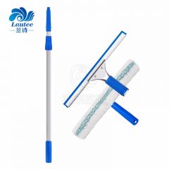 兰诗（LAUTEE）伸缩杆铝合金杆玻璃清洁套装玻璃擦擦窗器（双节杆1.2米+玻璃刮+T头擦） L-2020