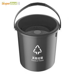 舒蔻 （Supercloud）新国标分类垃圾桶家用厨房带盖带滤网大号圆形茶渣沥水桶其他垃圾手提式 15L灰/其他