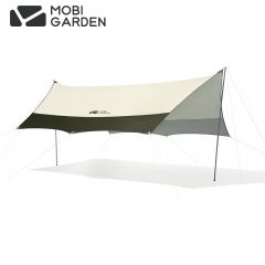 牧高笛（MOBIGARDEN） 俊庭牛津布天幕户外露营便携防雨遮阳棚凉棚蝶形天幕NX21661025橄榄绿（大号）
