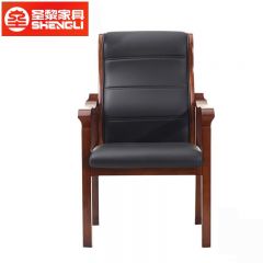 圣黎 办公椅电脑椅实木皮革椅班前椅中班椅会议室培训椅 西皮