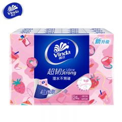 维达（Vinda）超韧手帕纸4层5张*24包 甜心莓莓印花 湿水不易破 纸巾加厚小包