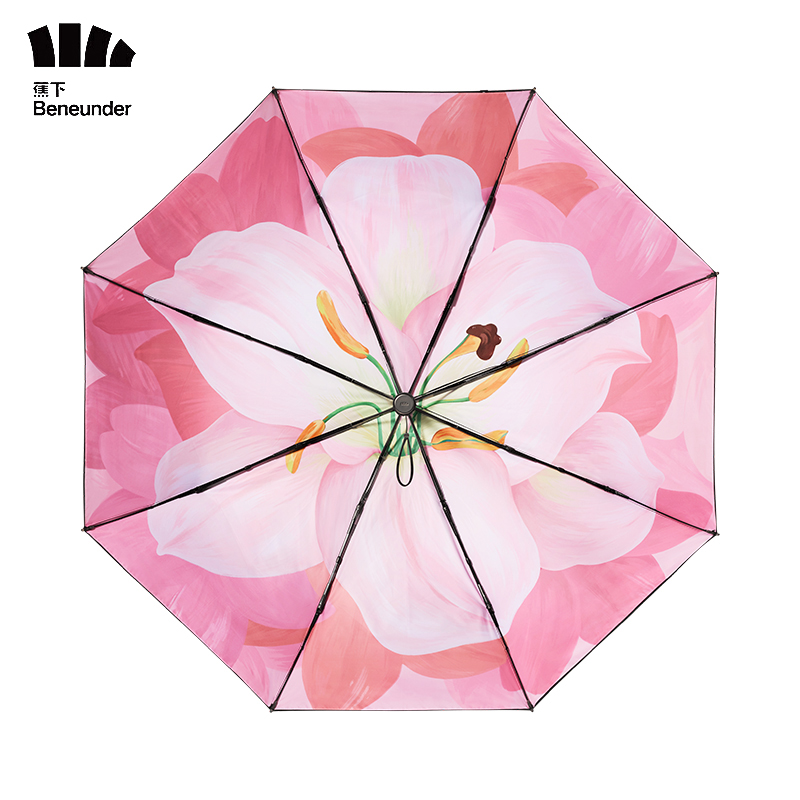 蕉下（beneunder） 防紫外线三折倍护黑胶晴雨伞防晒伞太阳伞桃涧