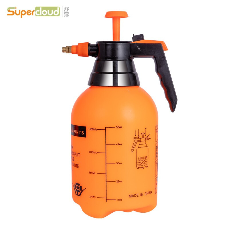 舒蔻 （Supercloud）气压式喷壶 浇花园林洒水消毒多用途喷水壶 橙红1.5L