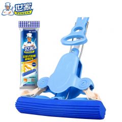 世家  海绵拖把免手洗懒人吸水对折胶棉拖布地拖家用一拖净墩布 共2个头