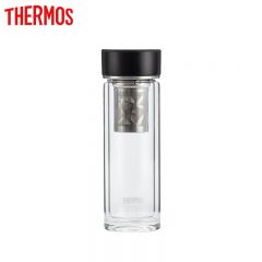 膳魔师（THERMOS） TCGD-400-D-BK玻璃杯双层隔热泡茶水杯办公室茶壶套装400ml黑色