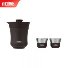 膳魔师（THERMOS） TCMU-200LC BW(含茶杯)茶旅套装户外露营旅行茶具便携办公保温茶壶茶杯 升级陶瓷内胆 雾棕