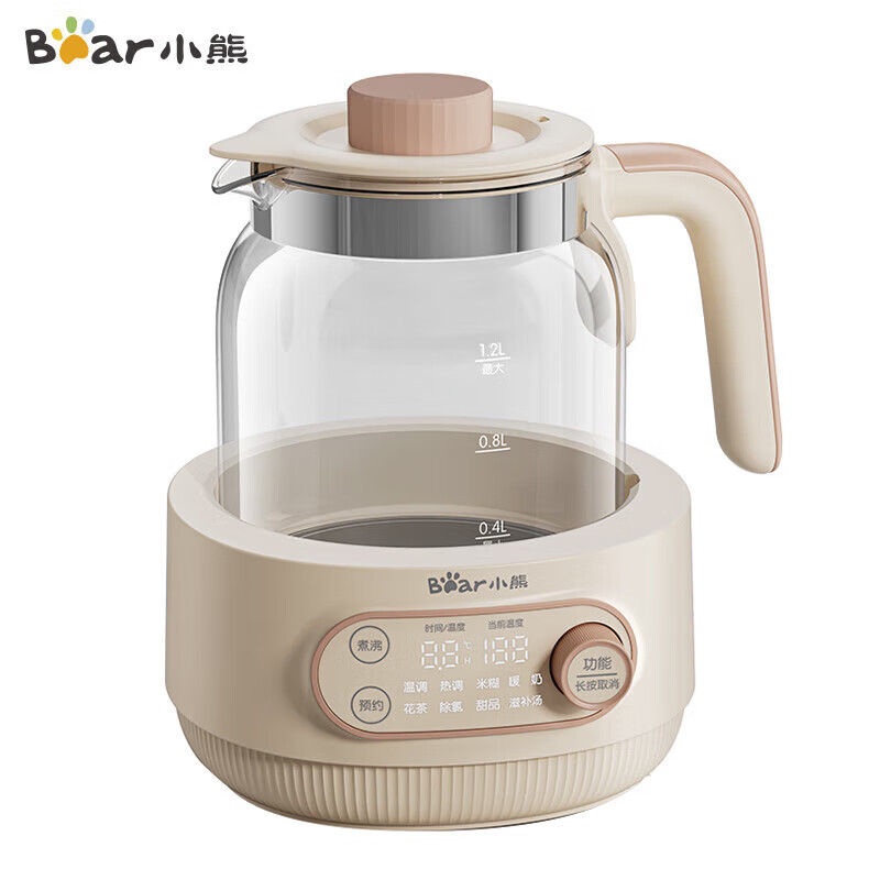 小熊（Bear）全玻璃恒温水壶 婴儿调奶器电热烧水壶 温奶器TNQ-E12X1 1.2L