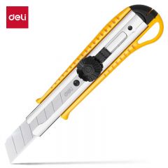 得力（deli） 2044金属美工刀 旋钮锁定功能尾部可折 办公用品 黄色