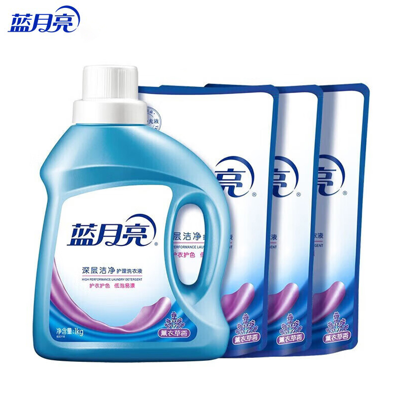 蓝月亮  深层洁净护理洗衣液套装 薰衣草香1kg瓶+1kg*3袋装