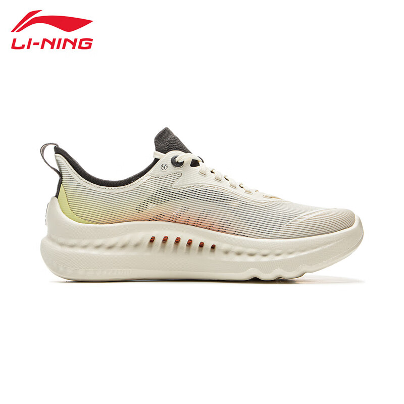 李宁（LI-NING） AGLV009-7 SOFT舒适透气男款运动鞋珠母白/浅明黄/云锦橙44