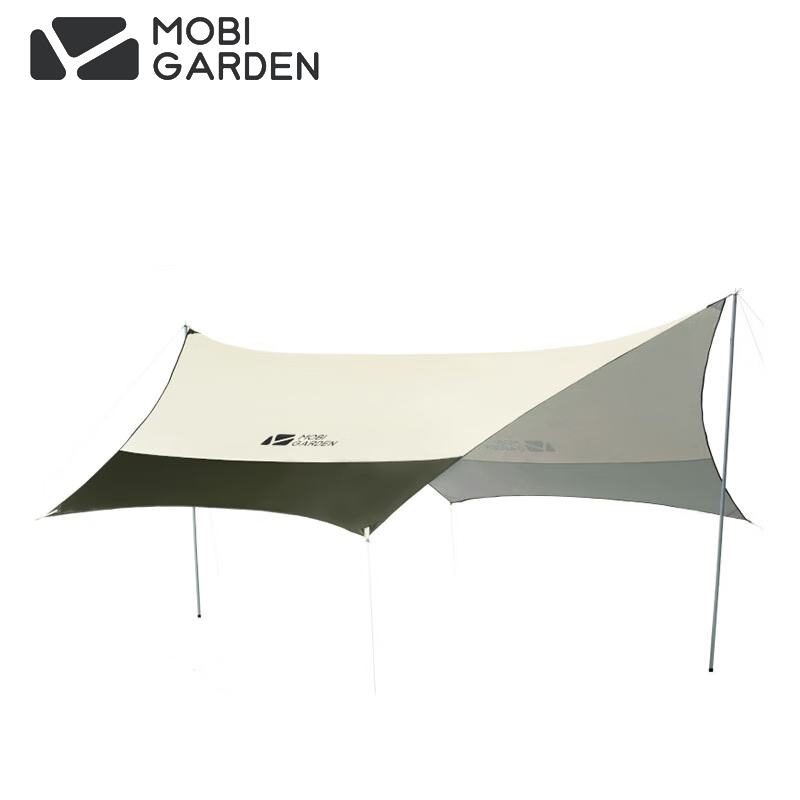 牧高笛（MOBIGARDEN） 俊庭牛津布天幕户外露营便携防雨遮阳棚凉棚蝶形天幕NX21661023橄榄绿（中号）