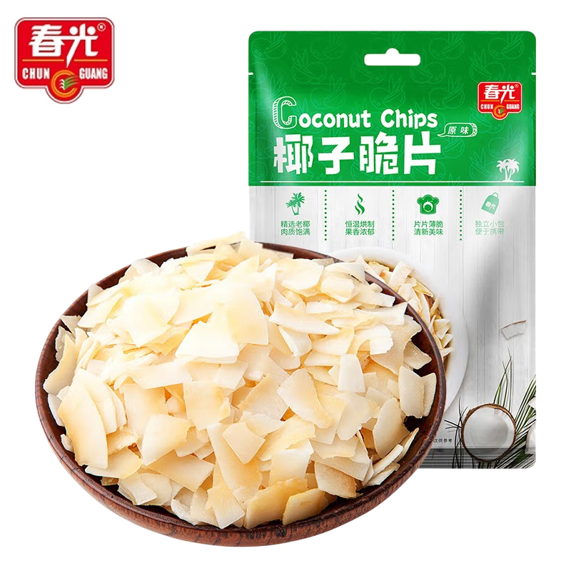 春光 椰子脆片原味60g 海南特产  椰子肉水果干 办公室休闲零食（3袋起发）