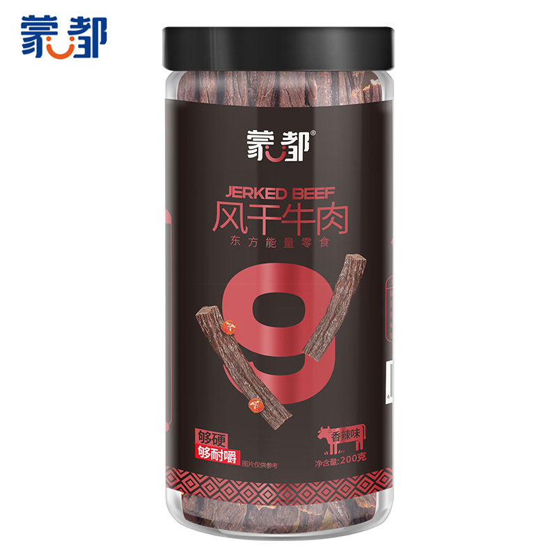 蒙都 内蒙古特产休闲零食肉干肉脯九成干香辣味 风干牛肉干200g
