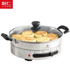 利仁（Liven） 电饼铛家用电煎锅304不锈钢0涂层电饼档34cm加大煎饼锅煎烤机烙饼锅55mm加深早餐机DJG-J3455