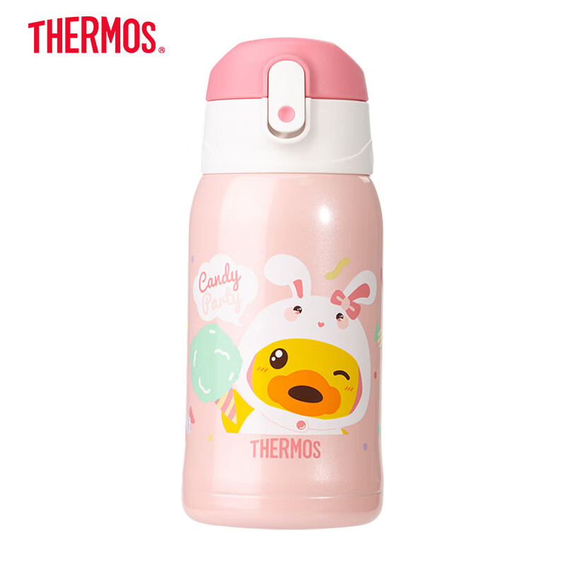 膳魔师（THERMOS） 保温杯儿童学生开学必备吸管杯直饮杯女学生水壶550ml粉兔