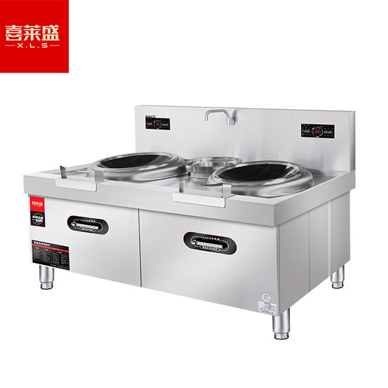 喜莱盛（XLS） HH-DG800-15CS商用电磁炉双头电磁大锅灶 酒店学校食堂大功率15KW电磁灶台