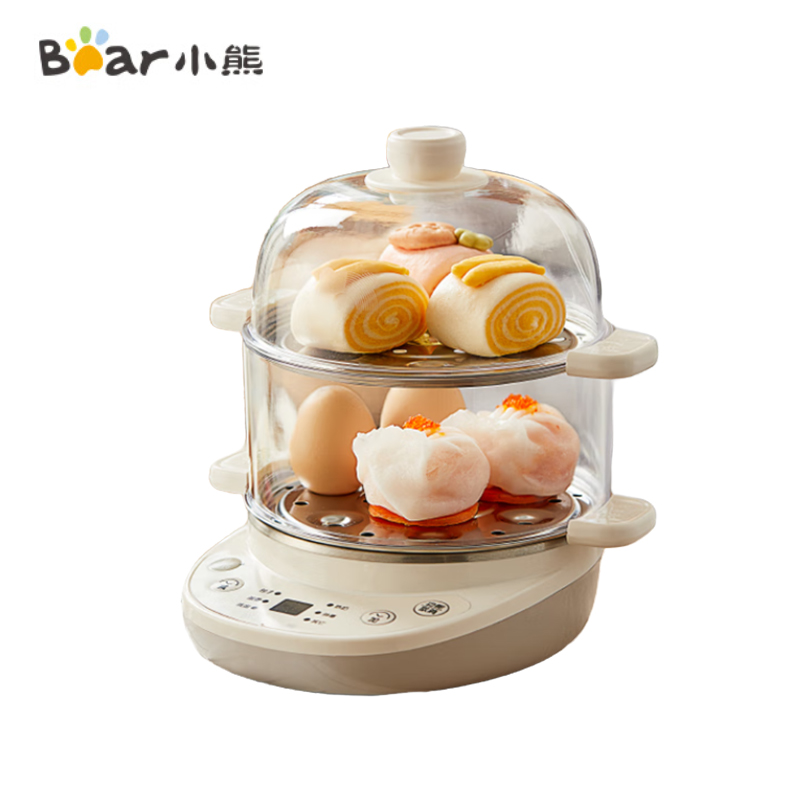小熊（Bear） 煮蛋器 家用蒸锅 旋钮可定时蒸煮蛋器 自动断电单双层早餐电蒸锅 ZDQ-C14F3