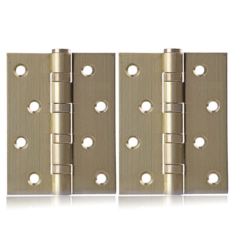 Demann 金拉丝色静音轴承合页/铰链 S型安装孔 4x3吋 厚3mm HY121