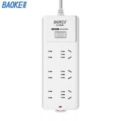 宝克(BAOKE)  K213 3米 六插位总控开关接线板白色优质粗铜线