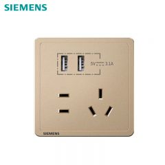 西门子（SIEMENS） 5UB14723NC03 10A 五孔插座+3.1A 双口USB插座二三级插座 家用墙面开关插座  致典系列 日曜金